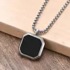 Pendant Necklaces Vnox Stylish Men Square Natural Stone Neckle Solid Stainless Steel Geometric Polygon Pendant Casual Punk Boy Gift Jewelry J230620