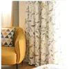 Gardin American Pastroal Bird Print Design Half Blackout Curtain för vardagsrumsfönster Skärm Bedrum Tulle Tyg Drapery #40 230619