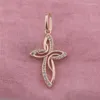 Pendant Necklaces FJ 2 Choose Women 585 Rose Gold Color Patterned Crystal Cross Necklace Jewelry