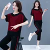 Survêtements pour femmes Sports d'été Deux pièces Tenues Pantalons courts à manches courtes Plus la taille 4XL 5XL 2 Set Vêtements pour femmes Vert Rose Bordeaux