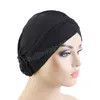 Mode kvinnor turban tre lilla blommor headwrap hårnet kemo cap beanie musulman mujer hijab halsduk cap huvudkläder