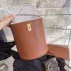 Schoudertassen dames designer tas Dames Handtas Vrouwelijk Bruin Leer Mode Joker Bucket Bag Purse Kleur 1117