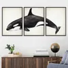 3PCS Vintage Shark and Whale Wall Art Plakat Modern Znakomity dom domowy wystrój płótna malarstwo Mural Picture Drukowanie grafiki