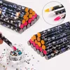 Dotting Tools 12pcs Wax Pen Pencil 3 Color Nail Art Selfadhesive s Gems Drilling Picker Picker Tips Dot Drill Crayons 230619