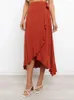 Gonne 2023 Estate A Vita Alta Per Le Donne Moda Irregolare Plus Size Lace-up Ruffles Gonna Spiaggia Femminile Casual Chiffon Midi