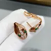 Earrings Designer Collection Style Stud Earrings Women Lady 925 Sterling Silver Inlay Czech Zircon Diamond Plated Gold Green Eyes Snake Serpent Snakelike Ear Clip