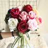 Fleurs séchées fleur artificielle soie rouge Rose bouquet de mariage décoration de la maison bricolage couronne feuilles artisanat Simulation faux