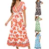 Casual Dresses Women's Vintage Exotic Print Long Dress Bohemian Beach Tie Waist Midi For Women Mother Of The Bride