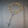 Pendant Necklaces 1PC Picasso Natural Stone Cross Bead Necklace With Iron Gallstone Beads Handmade 8mm Men's Ethnic Style
