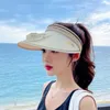 Szerokie brzegowe czapki wiadra letnia ochrona przedsiębiorczości UV Visor Women Beach Hat 3speed Regulacja Wentylatora elektrycznego Pusta górna wakacja Słońce Rower Sun 230620