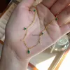 Pendentif Colliers pendentif émeraude véritable collier en or 14 carats pendentif emstone pour les femmes bijoux de fiançailles de mariage magnifique promesse J230620