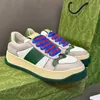 2023 Top Luxe Mannen Vrouwen Screener Sneakers Schoenen met Kristallen Gestreepte Retro Lederen Platform Trainers Tweekleurige Flatform Zool Paar Skateboard Wandelen