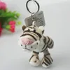 Keychains Special Gray Tiger Key Chain Classic 3D Model Stuffed Animal Keyring Soft Doll Keyfob Gift For Lover