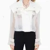 Vestes pour femmes blanc section mince maille dure transparent veste de protection solaire pour femmes 2023 printemps et été décontracté lâche cardigan court