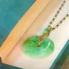 Pendentif Colliers Naturel Vert Paix Boucle Collier Exquis Mode Or Couleur Ensemble Jade Chandail Chaîne Accessoires Pour Femmes