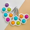 Rainbow KeyChain Pandents Pop It Fidget Toy Sensory Push Bubble Autism Specialbehov Ångest Stress Reliever för Office Fluorescen Stock