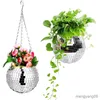 Planters krukor 5 färger juldekor disco boll planter vas vägg hängande planter kruka blomkrukor rep hängande blomkruka balkong hem dekor r230620