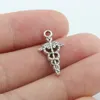 100Pcs Charms Caduceus Medisch Symbool Antiek Zilver Kleur Hangers Diy Ambachten Maken Bevindingen Handgemaakte Tibetaanse Sieraden A-10