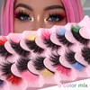 Handmade Reusable Colorful False Eyelashes Extensions Messy Crisscross Multilayer Thick Fake Lashes with Color Full Strip Lash