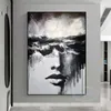 Pittura a olio fatta a mano di alta qualità Nero Bianco Arte astratta Figura Decorazione della parete Poster Modern Luxury Home Estetica Grande murale L230620