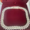 necklace moissanite chain Custom Hip Hop Luxury Necklace Handmade 15mm18mm Width Vvs d Moissanite Diamond Cuban Link Chain