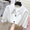 Women's Blouses Tops Lady Long Sleeves Female Ashion Button Up Loose Street Shirts High Quality Office Silk Vintage Blouse Women Sheer A43