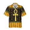Koszulki męskie Jumeast 3D wydrukowane afrykańskie Egipt Ankh Hawajski guzika dla mężczyzn postacie symbol koszulki plażowe Kobiety Bluzka YK2 DRIP