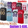 Nouveau maillot de basket rétro 15 Vince Carter 23 Fred VanVleet kyle lowry Pascal Siakam Khem Birch Tracy McGrady Scottie Barnes rouge Noir Personnalisé Hommes Enfants Taille S-XXXL