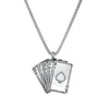 Pendentif Colliers Hommes Déclaration Poker Ace King Collier Noir Argent Couleur Acier Inoxydable Mode Bijoux Cadeau En Gros Goutte