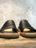 Sandálias masculinas de luxo feitas à mão para verão, sandálias de couro de veado abertas, sapatos de couro genuíno, vintage casuais, chinelos externos