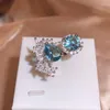 Cluster Ringen Overdreven Onregelmatige Paar Ring Voor Vrouwen Ovaal Vierkant Ocean Blue Topaz Saffier Bloemen Vol Diamanten Huwelijkscadeau Sieraden