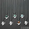 Pendentif Colliers 12 Pcs Pierre Naturelle Fée Esprit Collier Tendances Danseur Ange Angle Ailes Cristal Pendentifs Bijoux Chocker 18 Leat Dhcyl