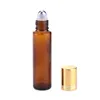 Rotolo di vetro ambrato su bottiglie Bottiglia di olio essenziale da 15 ml Sfera di rullo in acciaio inossidabile Contenitore di profumo vuoto F1243 Ddwog