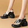 Sandalen Mode -Sneaker Frauen echtes Leder Super High Heels Gladiatorinnen Frauen Open Tode Plattform Pumps Freizeitschuhe