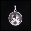 Pendentif Colliers Qimoshi Mignon Cristal Double Chat Jouer Côté Collier Pierre Naturelle Lune Couple Bijoux Cadeau Femelle Animal Drop Deliv Dhhoy