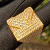 Cluster Rings Bubble Letter A ~ Z Single Baguette Ring for Men Anpassad Initial Finger Charm Real Gold Plated Micro Pave Hip Hop Rock Street 230620