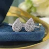 Anéis de casamento moda anel em forma de pêra para mulheres luxo micropavimentado cristal zircão elegante noivado noivado jóias amante