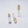 Garrafa vazia de plástico transparente para brilho labial, tubo transparente oco para brilho labial em forma de bala de ouro, pacote de batom F3036 Tmiop