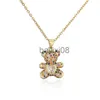 Pendant Necklaces 10 Colors Stainless Steel Cute Bear Pendant Neckle Design Pave Setting Zircon Copper Collares Gold-chain Valentine's Day Gift J230620