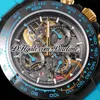 GETF Blaken SA4130 Automatique Chronographe Squelette Montre Homme PVD Lunette Céramique Cadran Bonbon Acier 904L Caoutchouc Cyan Super Edition Reloj Hombre Montre Puretime G6