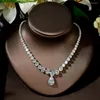 Necklace Earrings Set HIBRIDE Fashion Cubic Zirconia Water Drop Pendant And Bridal Wedding For Brides Party Gift N-1458