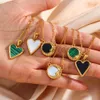 Pendant Necklaces 2021 New White Blk Green Shell rylic Moon Mirror Heart Shape Pendant Neckle Stainless Steel Gold Plated Neckle For Lady J230620