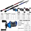 Boat Fishing Rods Sougayilang 1.8-2.4m Carbon Fiber Telescopic Fishing Rod and Reel Combo Top Quality Casting Fishing Pole 181BB Reel Fishing Set 230619