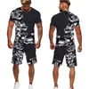 Herrspårssuits Summer Camouflage TeesshortsSuits Men's T Shirt Shorts Tracksuit Sport Style Outdoor Camping Hunting Casual Mens Clothes 230619