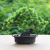 Flores decorativas para jardim realistas em vaso de pinho estilo chinês El artificial bonsai árvore presente falso planta faça você mesmo escritório em casa decoração de mesa de jardim