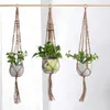 Planters krukor hängande växtkorg handgjorda macrame balkong blomma pott net ficka bomull rephängare för väggdekoration Countyard Garden R230620