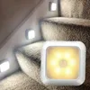 8 cm 6 LED ABS Bewegungsmelder Schrankleuchte, Nachtlicht, batteriebetriebene Lichtsteuerung, weiße quadratische Flurleuchte für Zuhause, Treppe, Schlafzimmer, Schrank, Küche, Kleiderschrank