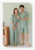 Pigiameria da donna Coppia girocollo Home Dress Set Ice Thin Uomo e donna Pantaloncini a maniche corte Pigiama T-shirt casual Pantaloni pigiama