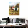 リアルな風景キャンバスアートモーニングライドカップルヘイウッドハーディオイルペインティングハンドペイントリビングルームの装飾