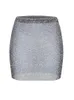 Skirts Sifreyr Sexy Glitter Rhinestone Mini Skirt Women Mesh See Through Skinny Y2K Slim Female Bottoms High Waist Party